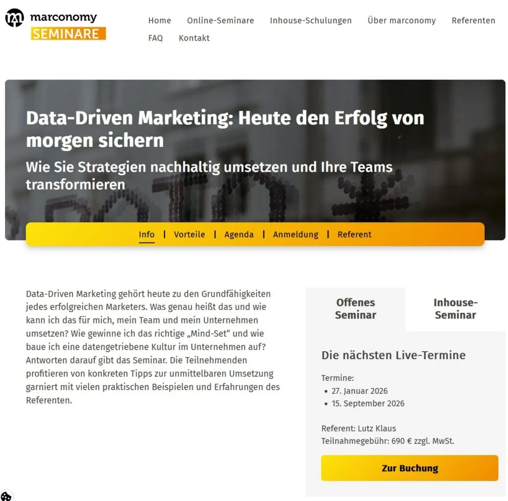 Data-Driven Marketing: Ensuring tomorrow's success today - Course - Lutz Klaus - Marketing ROI Experts - Your expert for B2B Marketing
