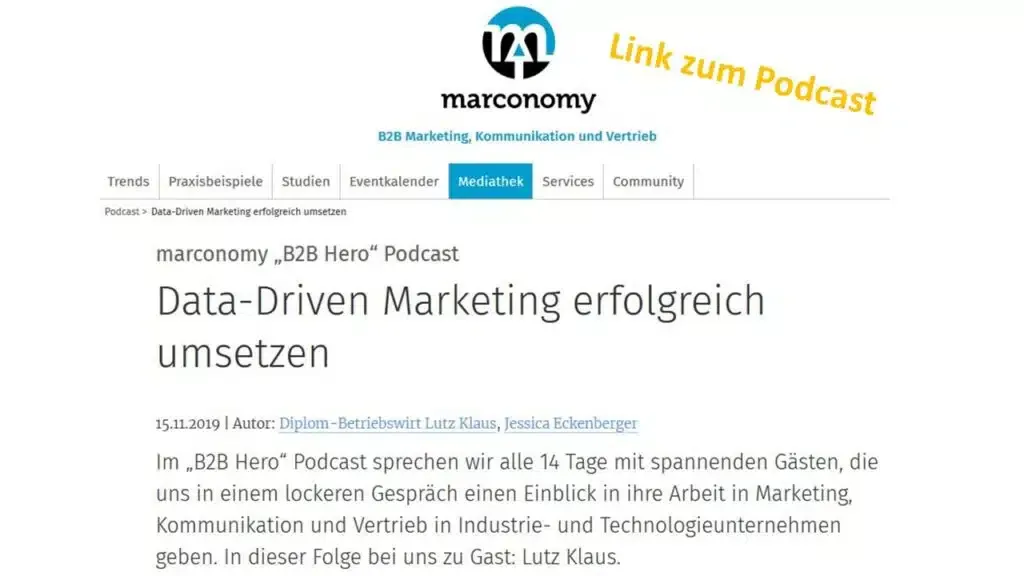 marconomy B2B Hero Podcast - Successfully implementing data-driven marketing - Marketing ROI Experts - Your expert for B2B marketing